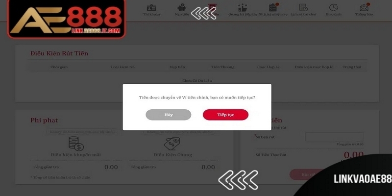 Hướng dẫn từng bước rút tiền AE888